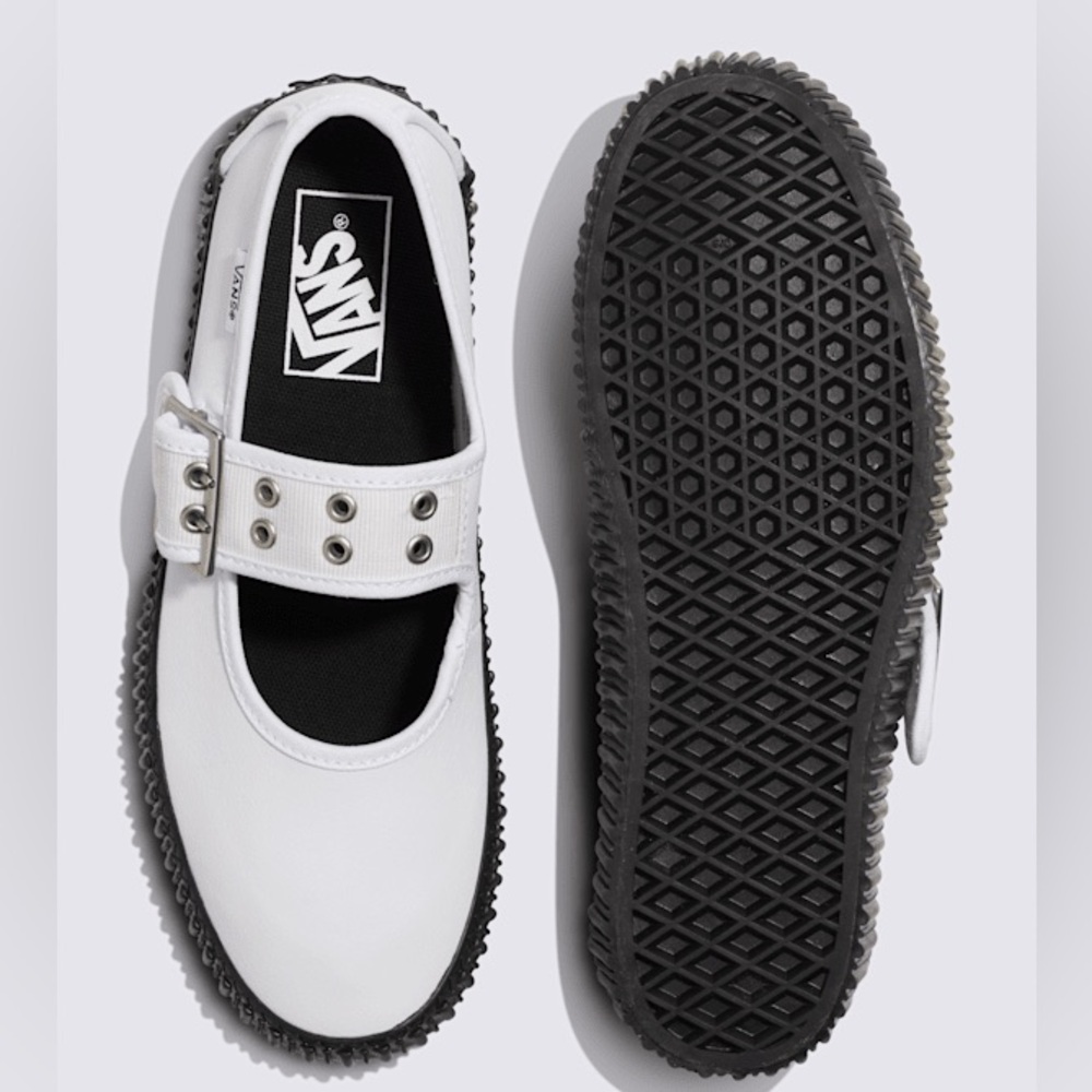 Vans White Dress Shoes with Black Trim - Picture 2 of 15